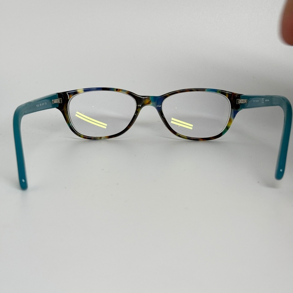Tory Burch Multicolor Tortoiseshell Cat-Eye Glasses with Teal Temples - Picture 3 of 7
